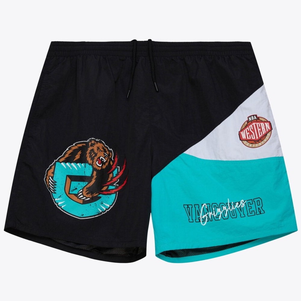 NWT - Mitchell & Ness Vancouver Grizzlies Black & Teal Woven Shorts, Size - XL